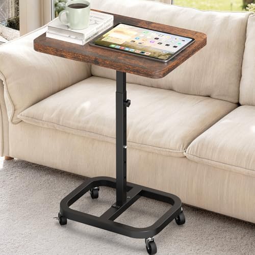 Adjustable Height Mobile TV Tray Table，Portable Laptop Desk for Eating