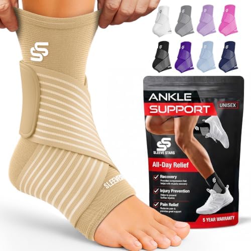 Sleeve Stars Ankle Brace Men & Women Support (Single/S:9"-10"/Beige)