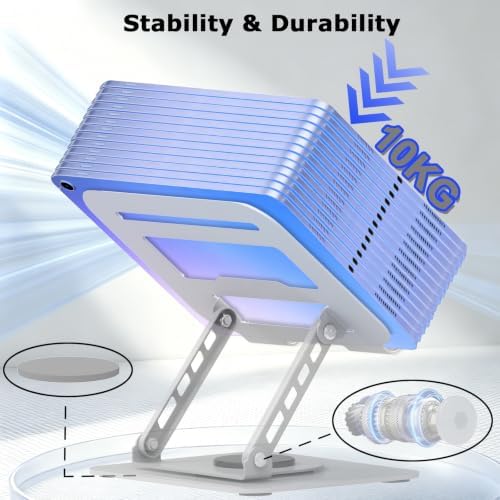 Adjustable Laptop Stand 360°Rotation Computer Riser for Desk, Silver