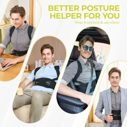 SHAPERKY Posture Corrector for Women and Men - Adjustable Upper Back Brace - Breathable Back Support straightener - Providing Pain Relief from Lumbar&Shoulder (Black S-M)
