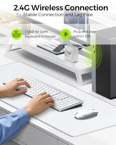 seenda Wireless Keyboard and Mouse Combo, Slim Full-Size Design
