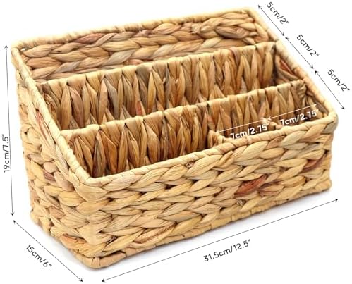 Woven Mail Organizer for Desk Countertop, Mail Holder Sorter Storage Basket for Desktop Counter, Mail Bill File Envelope Letter Organizer Holder Sorter Basket for Desk Desktop Countertop