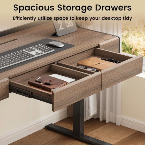 ModernMate Electric Standing Desk with Drawers, Hidden Cable Management