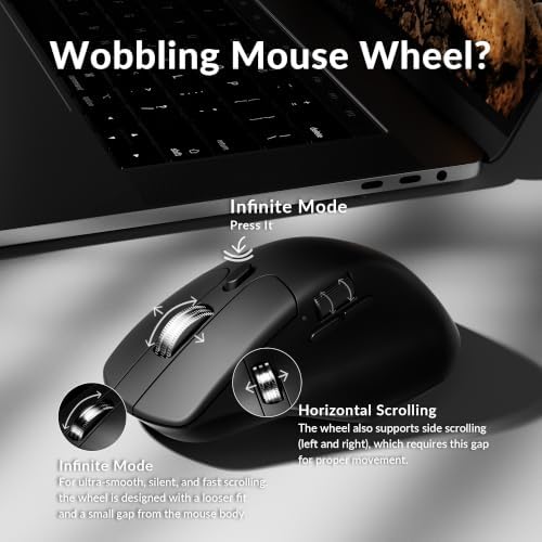 Keychron M6 Silent Wireless Gaming Mouse, 1000Hz, Bluetooth/2.4G/Wired, PixArt 3311 Sensor (12K DPI), 86g, 5 On-Board Memory Profiles for Plug & Play, Programmable for Mac/Win/Linux – Black