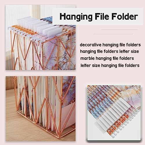 12 Pack Decorative Hanging File Folders, Marble, Letter Size