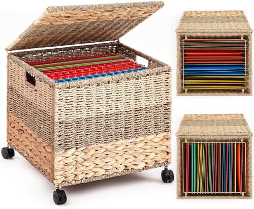 Cinnvoice Decorative Rolling File Cabinet, Tricolor, Letter & Legal Size