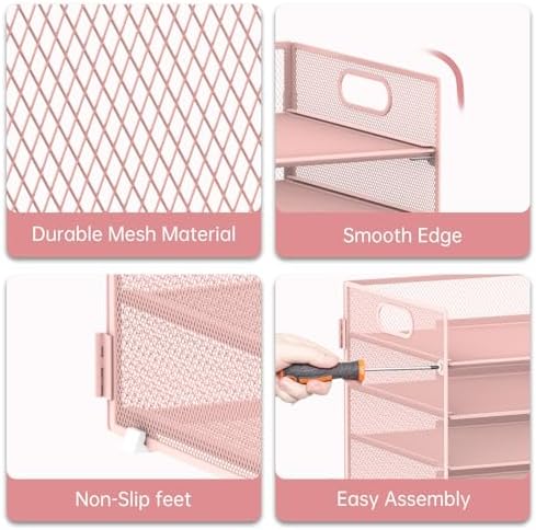 7 Tier Paper Organizer for Desk with Letter Trays & Handle