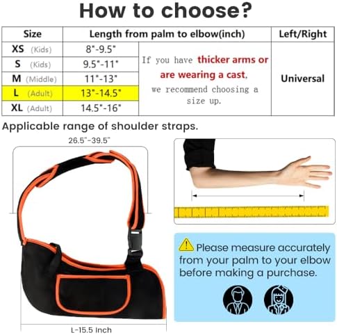mosago Arm Sling, Lightweight Breathable Mesh Shoulder Immobilizer, Large
