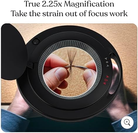 Brightech LightView Pro Magnifying Desk Lamp, 2.25x Light Magnifier with Clamp, Adjustable Magnifying Glass with Light for Crafts, Reading, Close Work - Black