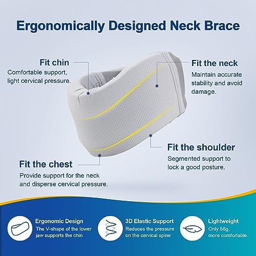 Neck Brace for Neck Pain and Support, Soft Neck Support Relieves Pain & Pressure in Spine for Women & Men, Wrap Align Stabilize Vertebrae Foam Cervical Collar for Sleeping (Grey, M, 3.5" Depth Collar)