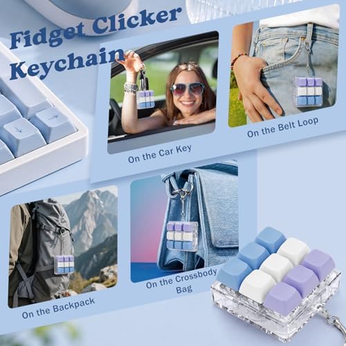 Keyboard Fidget Toy, Creamy Fidget Clicker Keyboard Fidget Keychain, Button Fidget Gifts for Adults, Boost Focus & Ease Anxiety Anywhere — Perfect Stress-Relief Gift (3×3 Grid Layout N)