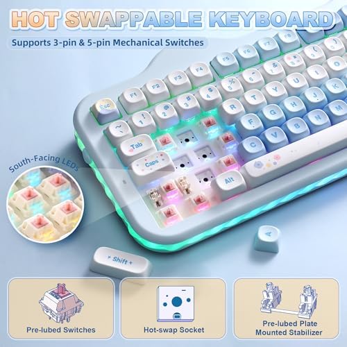 YUNZII C98 Cute Cake Wireless Mechanical Keyboard(Blue, Candy Switch)