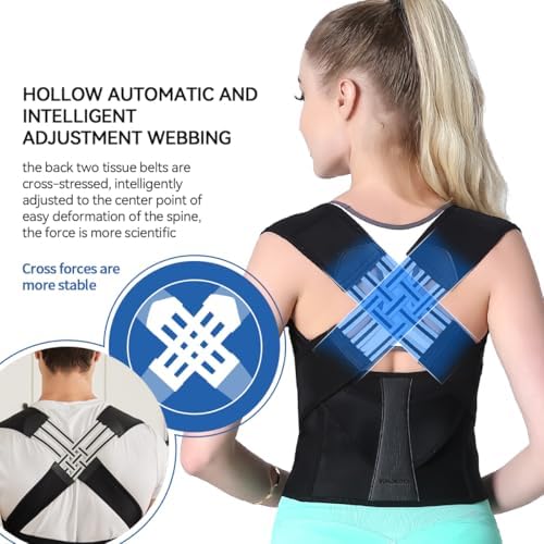 VOKOKOYA Posture Corrector for Women and Men,Adjustable Shoulder Straightener,Back Support Brace,Upper Spine scoliosis, hunchback Black X-Large
