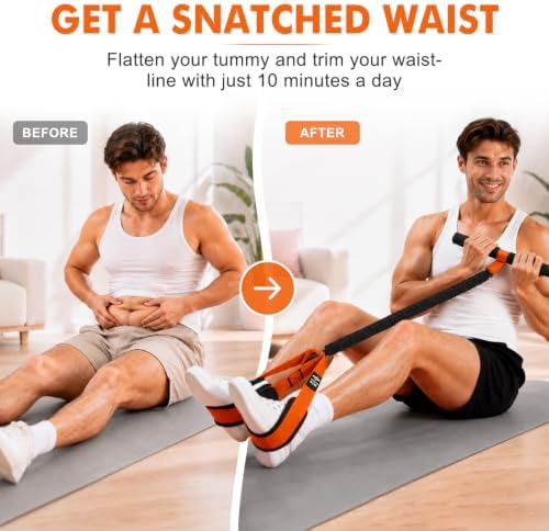 Pedal Resistance Band with Handle, Upgraded Durable Thickened Latex Tubes and Soft Foam Fabric Foot Pedal, Sit Up Exercise Equipment for Abdomen, Waist, Arm, Core/ABS, Leg, Physical Therapy