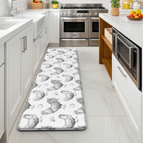 Farmhouse Chicken Kitchen Decor Mat, Extra Long Anti Fatigue Mat