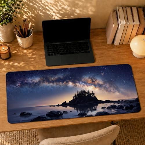Galaxy Galaxy Night Skyline Landscape Nature Large Mouse Pad 16x36 Inch