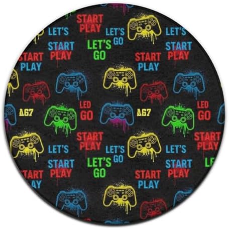 Machine Washable Modern Round Area Rug, Room Sofa Yoga Soft Round Carpet, Home Decor Non Slip Kitchen Office Circle Rug Video Game Weapon Cool Games Pattern