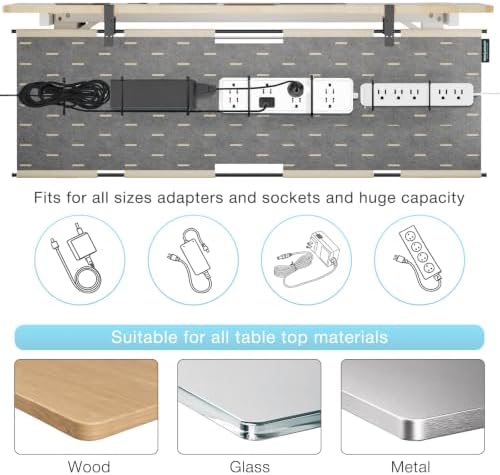 No Drill Under Desk Cable Management Tray, 45.2" Felt Cord Organizer