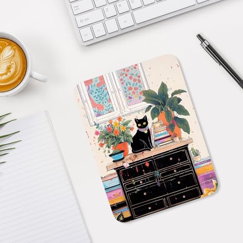 Small Mouse Pad, Mini Mouse Pad 6 x 8 Inch, Thick Rubber Waterproof Mouse Mat, Cute Mousepad for Women Men Wireless Mouse Laptops Home Office, Cat on Closet