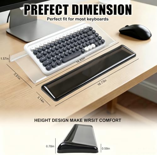 Acrylic Keyboard Stand with Gel Wrist Rest Set-(Blck White Set)
