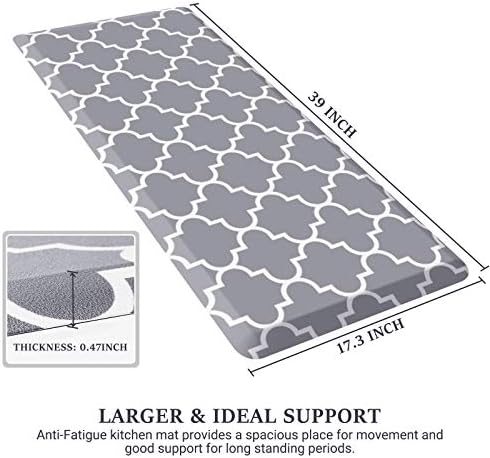 WISELIFE Kitchen Mats and Rugs Cushioned Anti-Fatigue, 17.3"x 39", Grey