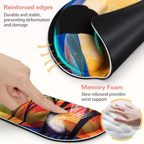 3-in-1 Mouse Pad with Wrist Rest Cute Black Cat Set
