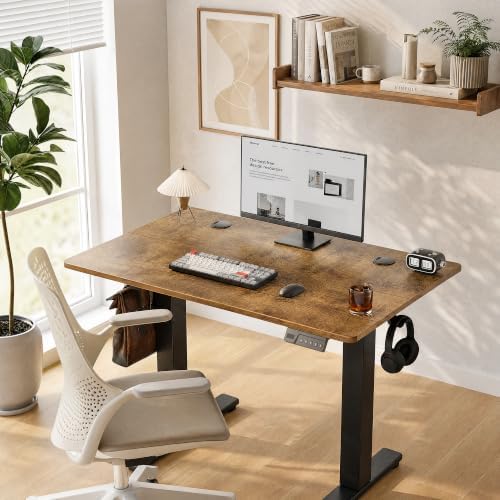 Claiks 32 x 19 Inch Rustic Brown Electric Standing Desk