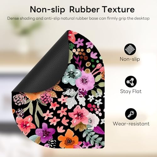 Contoured Oval Mouse Pad 6x8in Non-Slip for Laptop,Daisy