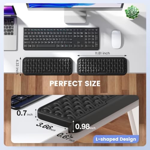MEKASS L-Shaped Desk Elbow Pad for Desk, Memory Foam Elbow Support Padding with Non-Slip, Ergonomic Desk Edge Cushion, Wrist Comfort Support for Office Home 2 Pcs (Cross-Embossed Black)