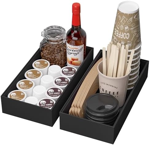 Bamboo Kitchen Drawer Organizer, 2-Pack, 12" x 6" x 2.5"，Black