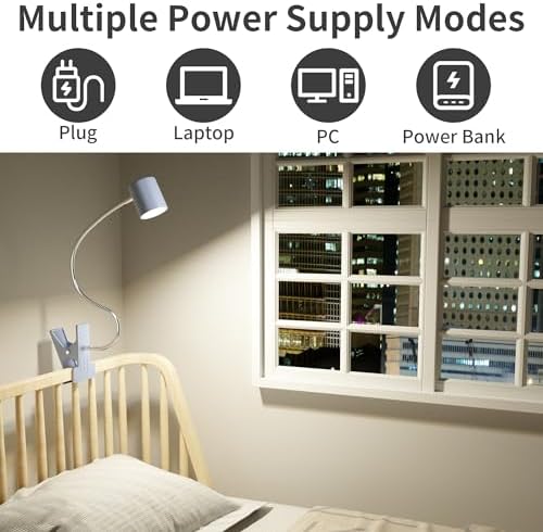 Dott Arts Desk Lamp,USB Clip On Light with 3 Color Modes,LED Reading Lamp