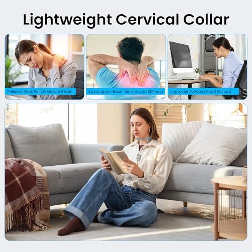 Neck Helper, New Generation Auto Size Adjustment, Revolutionary Cervical Support Brace for Cervical Pain, Discreet & Lightweight Cervical Collar (Blue Univeral Size)