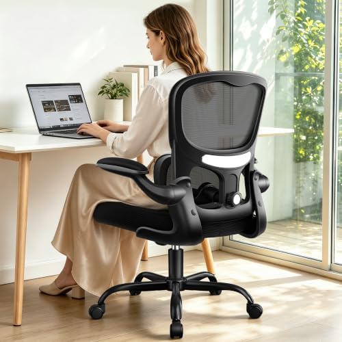 ALLGOD Ergonomic Office Chair, Breathable Mesh Ergonomic Desk Chair with Adjustable Lumbar Support, Flip-up Armrests, Computer Chairs Comfortable for Home, Office, Work, 300lbs, Black (8Pack)