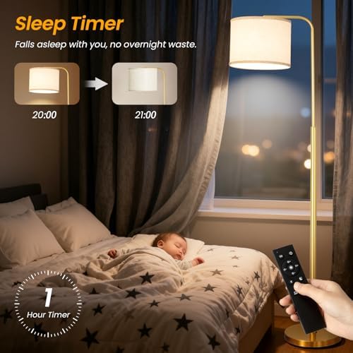 Arc Floor Lamp with Remote and Dimmable Gold Floor lamps for Living Room