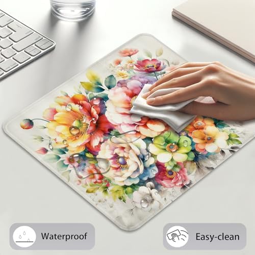 Vintage Watercolor Flower Bouquet Peony Mouse Pad, Retro Floral Desk Mat