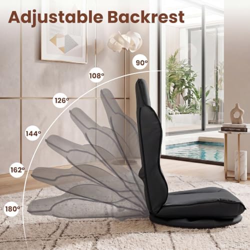 KOMFOTT 360° Swivel Floor Gaming Chair with Adjustable Backrest (Black)