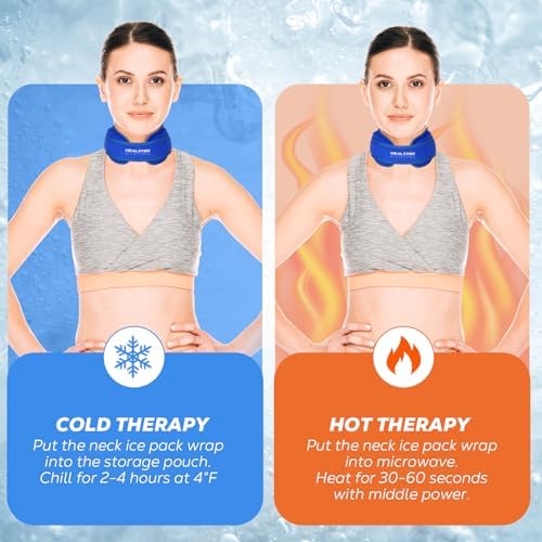 Neck Ice Pack Wrap, Reusable Cold/Hot Gel for Neck Pain, Blue