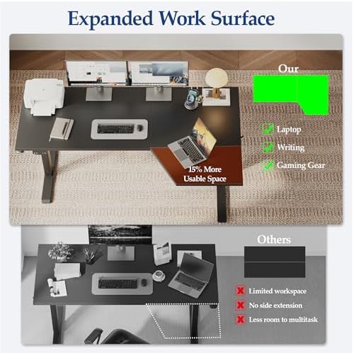 Klicelor L Shaped Standing Desk 63 x 35.4 Inch, Electric Height Adjustable Corner Desk for Home Office Workstation, Ergonomic Sit Stand Computer Table with Memory Controller, Black