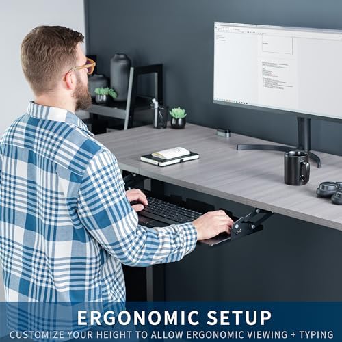 VIVO Black Under Desk 27 x 11 in Adjustable Keyboard Tray, MOUNT-KB08S