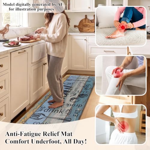 HEBE Anti Fatigue Kitchen Rugs Set of 2, Cushioned Kitchen Mats for Floor