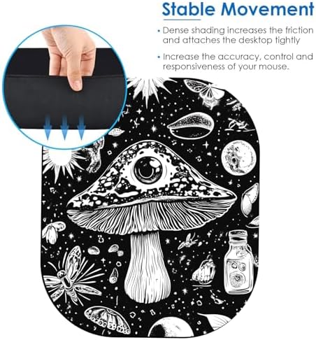 Small Mouse Pad，Mini Mouse Pad 6 x 7 Inch，for Laptop Keyboard Tray Wireless Mouse Home Office Travel，with Non-Slip Rubber Base, Waterproof Mouse Mat，Mushroom with Eye