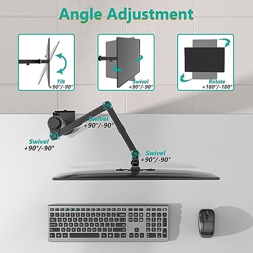 WALI Single Monitor Mount, Single Monitor Arm Desk Mount, Up to 32 inch Ultrawide, Regular Screens up to 27 inches, 22lbs, Adjustable Mount with C-CLAMP for Home Office Application(M001), Black