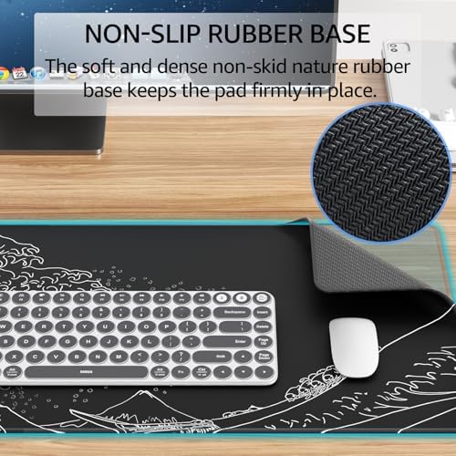 KTRIO Large Gaming Mouse Pad, Desk Mat, 31.5 x 11.8 in, Kanagawa Wave, XL