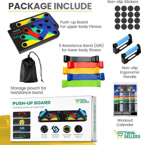 Push Up Board for Men – 20 in 1 Detachable Fitness Board with 5 Resistance Bands, Adjustable Pushup Handles, Perfect Push Up Bars for Home Gym Workout Equipment Training