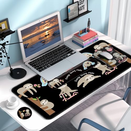 Desk Mat Set Keyboard and Mouse Pad with Wrist Rest Support