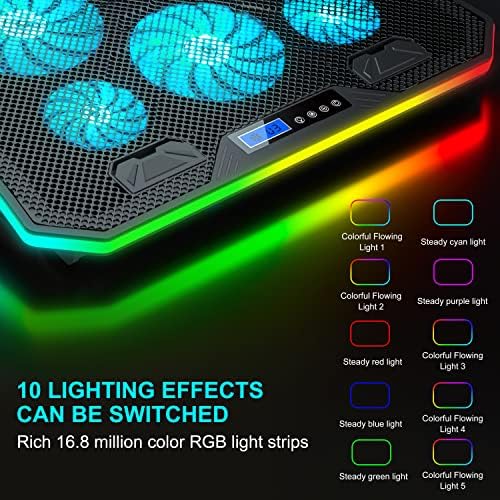 TopMate C12 Laptop Cooling Pad RGB Gaming Notebook Cooler for Desk/Lap Use