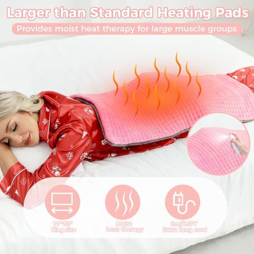 Heating Pad for Back, 17"×33" Electric Heating pad for Women, Men