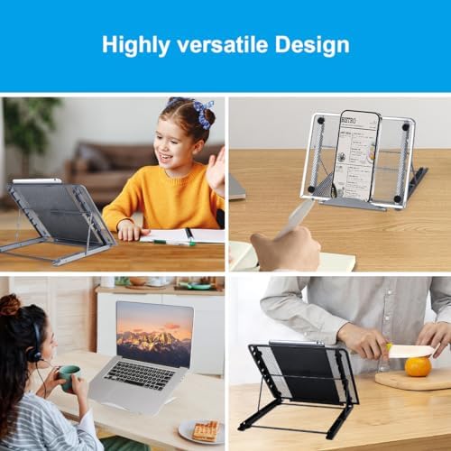 Ergonomic Laptop Tablet Stand Metal Mesh Ventilated Desktop Adjustable Computer Holder Riser Compatible with Apple MacBook Air Pro Dell XPS HP Samsung Lenovo More Laptops up to 16" (White)