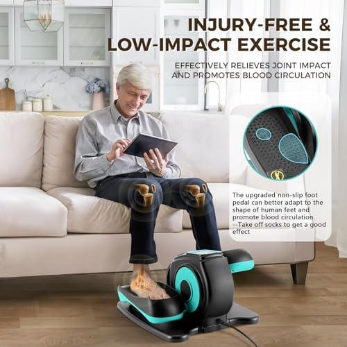 Rollingsurfer Under Desk Elliptical Machine, Electric Leg Exerciser for Seniors, Compact Seated Pedal Exerciser, Portable Elliptical Trainer with Remote and Non-Slip Pedals for Teens Adults