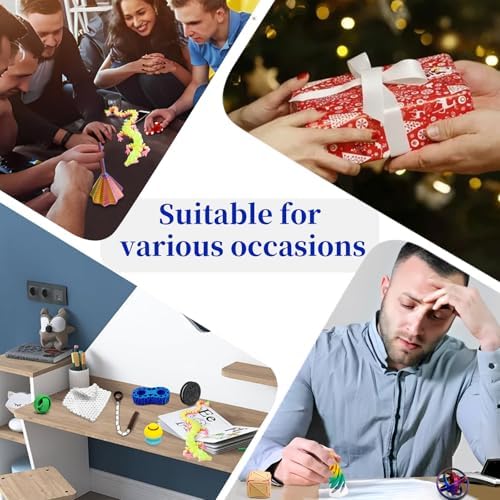 14-in-1 3D Printed Fidget Set for Adults - Sensory Anxiety Relief with Clicker, Articulated Dragon, Impossible Pyramid, Gyro Spinner, Poker Chips, Stress Relief Gifts for Men Women